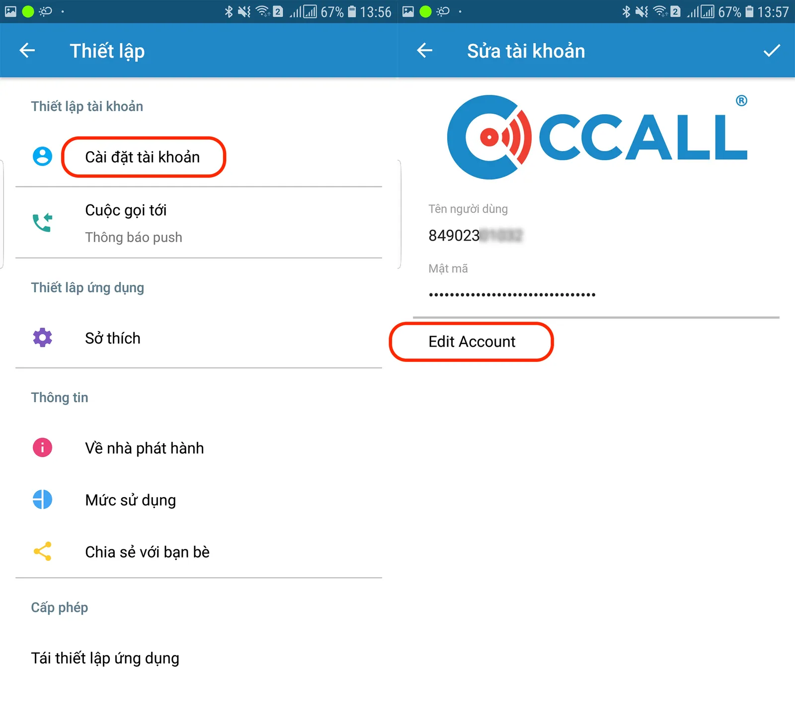 Nhấn Cài đặt tài khoản