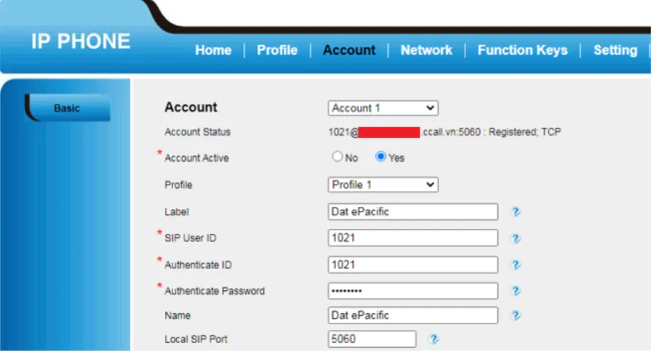 Đăng nhập trang web của điện thoại IP